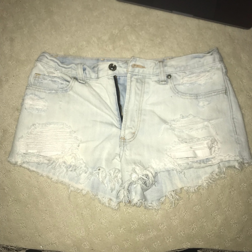 Abercrombie Light Blue Distressed Shorts